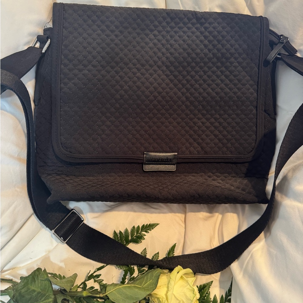Quilted Black Messenger Bag